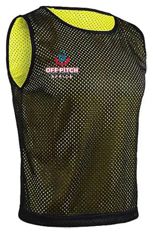 Off Pitch Africa mesh training vest, black and yellow, reversible